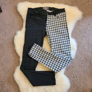 Royal Bones⚔️ Herringbone & Black Split Colour Skinny Jeans - Sz - 13